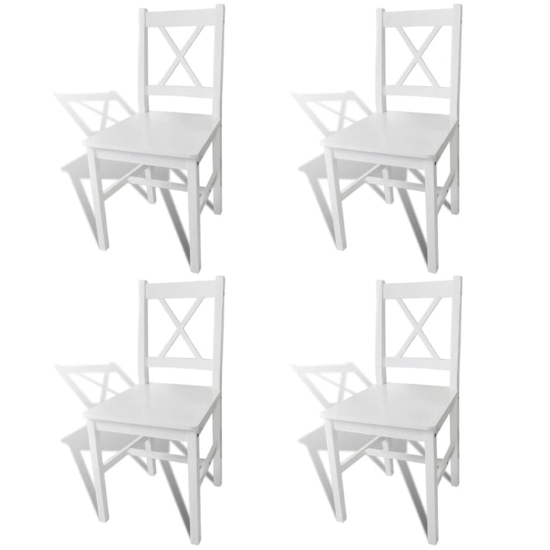 Dining Chairs 4 pcs White Pinewood