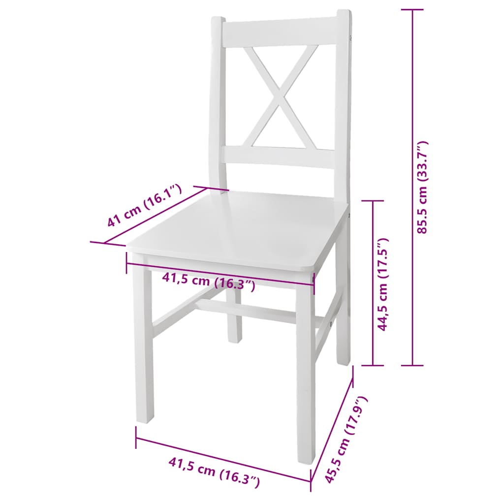 vidaXL Dining Chairs 4 pcs White Pinewood 5