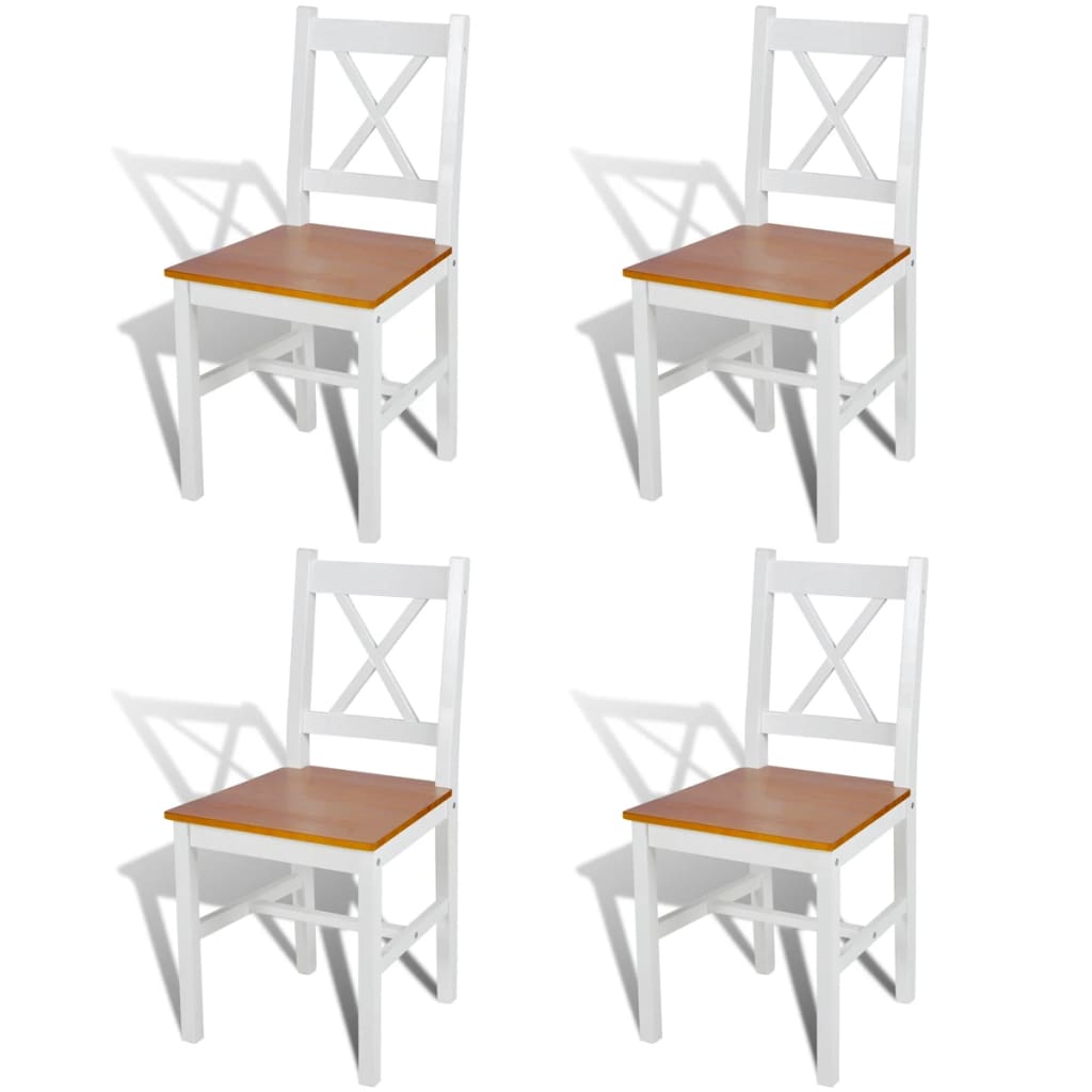 vidaXL Dining Chairs 4 pcs White Pinewood 1