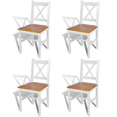 vidaXL Dining Chairs 4 pcs White Pinewood 1