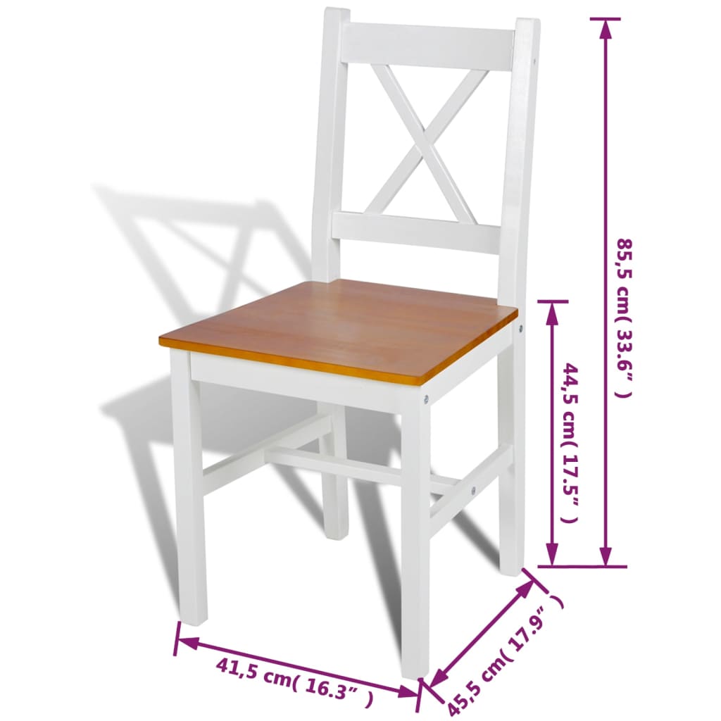 vidaXL Dining Chairs 4 pcs White Pinewood 5