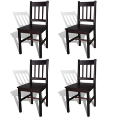 vidaXL Dining Chairs 4 pcs Dark Brown Pinewood 1