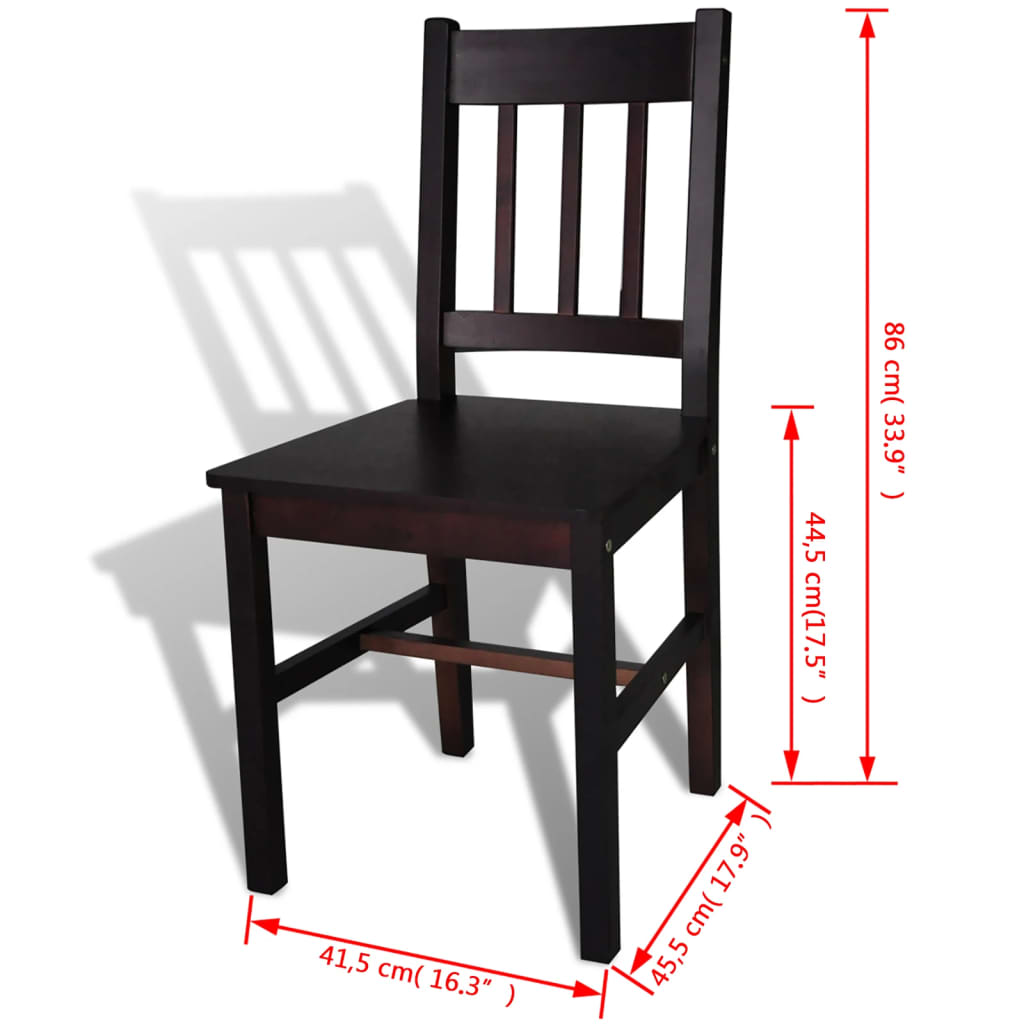 vidaXL Dining Chairs 4 pcs Dark Brown Pinewood 5