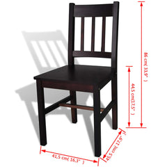 vidaXL Dining Chairs 4 pcs Dark Brown Pinewood 5