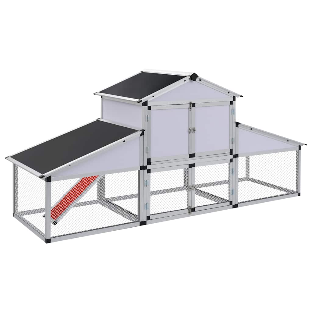 41323 vidaXL Chicken Coop with Runs and Nest Box Aluminium 1