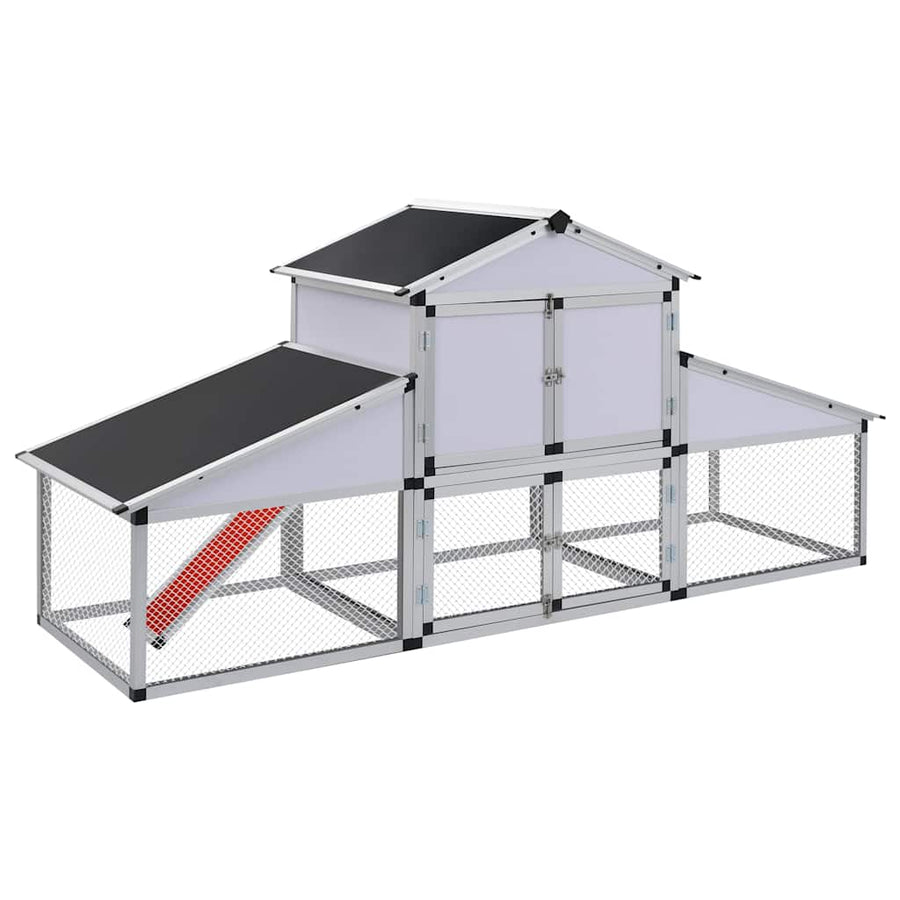 41323 vidaXL Chicken Coop with Runs and Nest Box Aluminium 1
