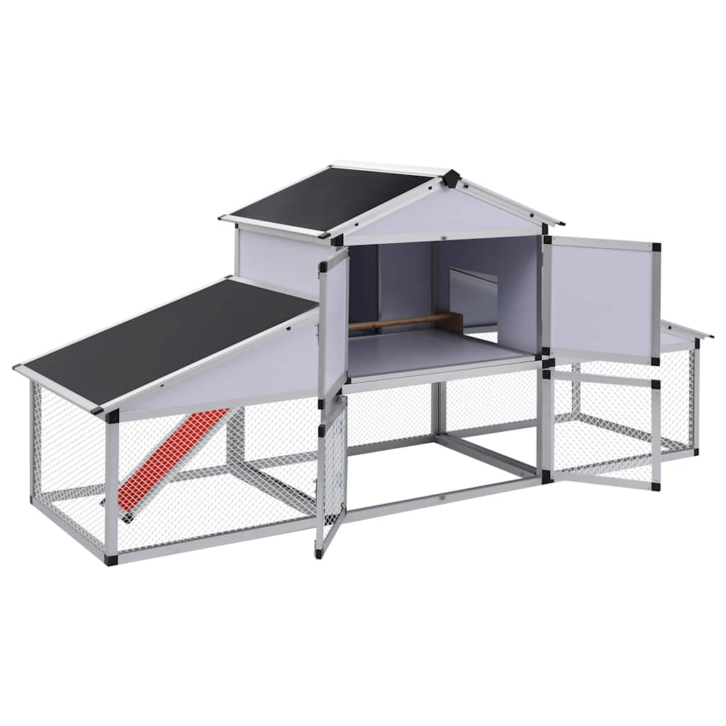 41323 vidaXL Chicken Coop with Runs and Nest Box Aluminium 3