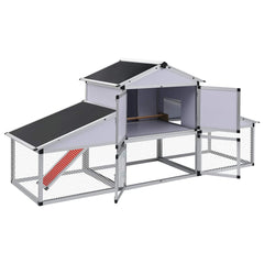 41323 vidaXL Chicken Coop with Runs and Nest Box Aluminium 3