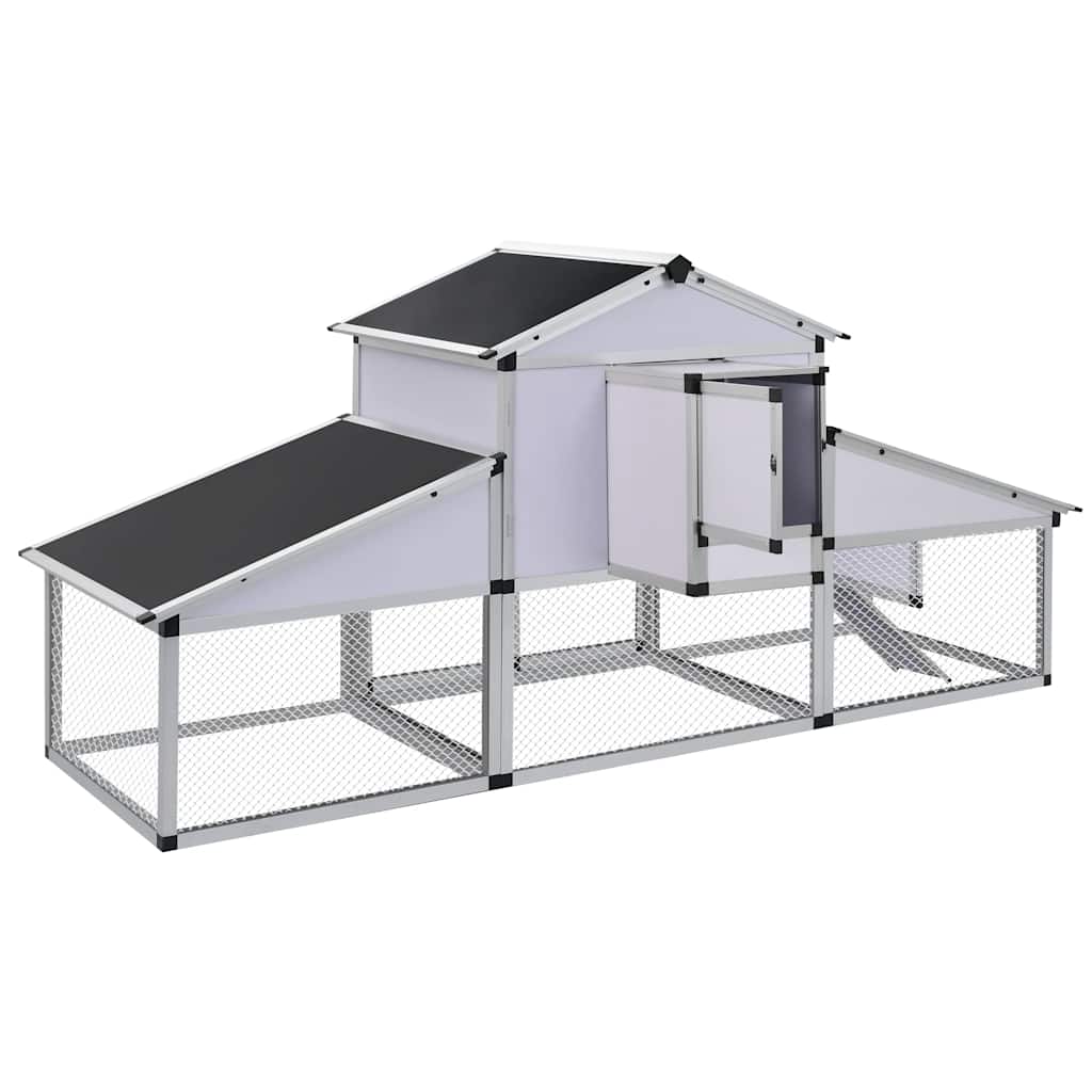 41323 vidaXL Chicken Coop with Runs and Nest Box Aluminium 4
