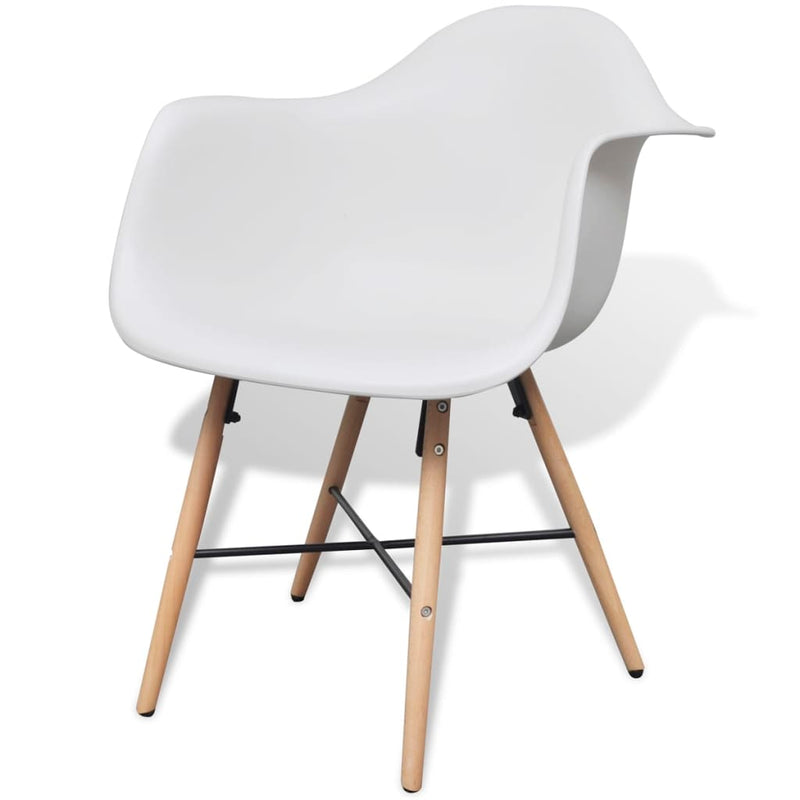 Dining Chairs 4 pcs White Plastic and Beech Wood