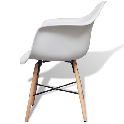 Dining Chairs 4 pcs White Plastic and Beech Wood