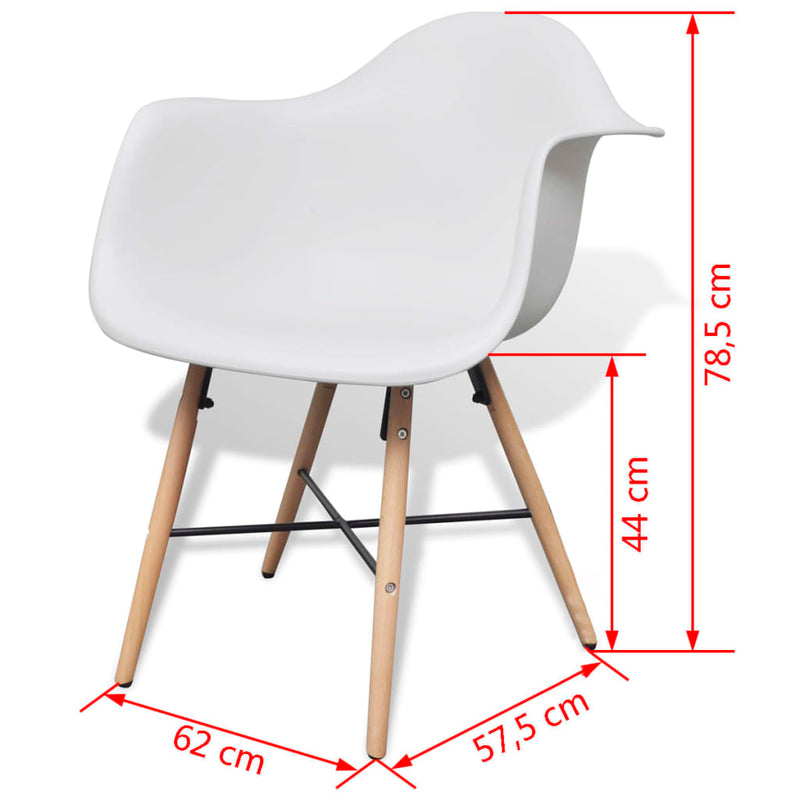 Dining Chairs 4 pcs White Plastic and Beech Wood