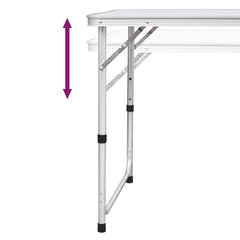 Foldable Camping Height Adjustable Aluminium 120 x 60 cm Table