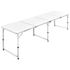 Foldable Camping Height Adjustable Aluminium 240 x 60 cm Table