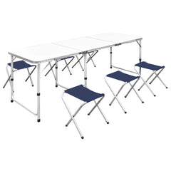 Foldable Camping Height Adjustable Aluminium 180 x 60 cm Table set