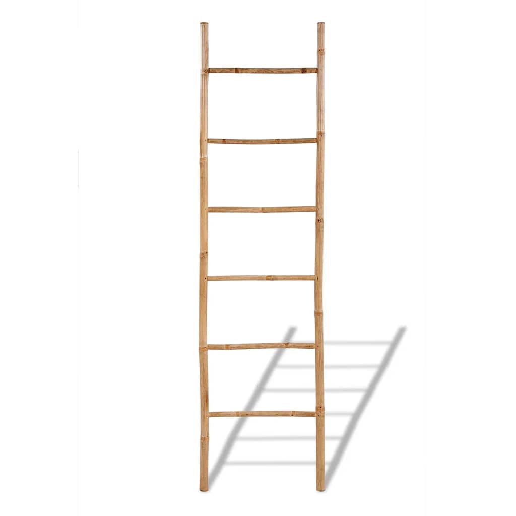 vidaXL Towel Hook | Natural Bamboo | Bamboo | Medium |  Portable  | Towel Ladder 2