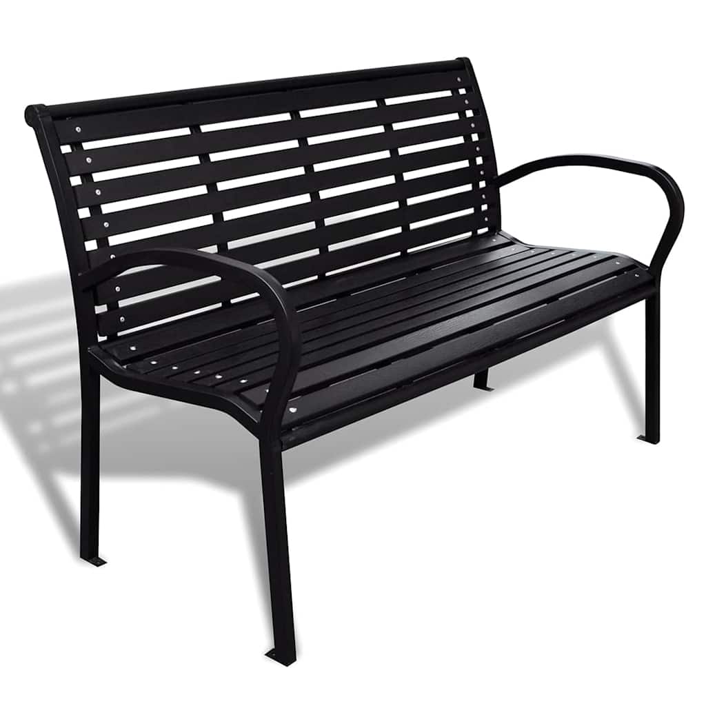 vidaXL Garden Bench 125 cm Steel and WPC Black 1