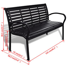 vidaXL Garden Bench 125 cm Steel and WPC Black 5
