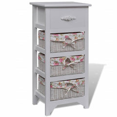 vidaXL Cabinet with 1 Drawer and 3 Baskets White Paulownia Wood 1