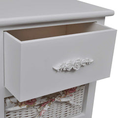 vidaXL Cabinet with 1 Drawer and 3 Baskets White Paulownia Wood 4
