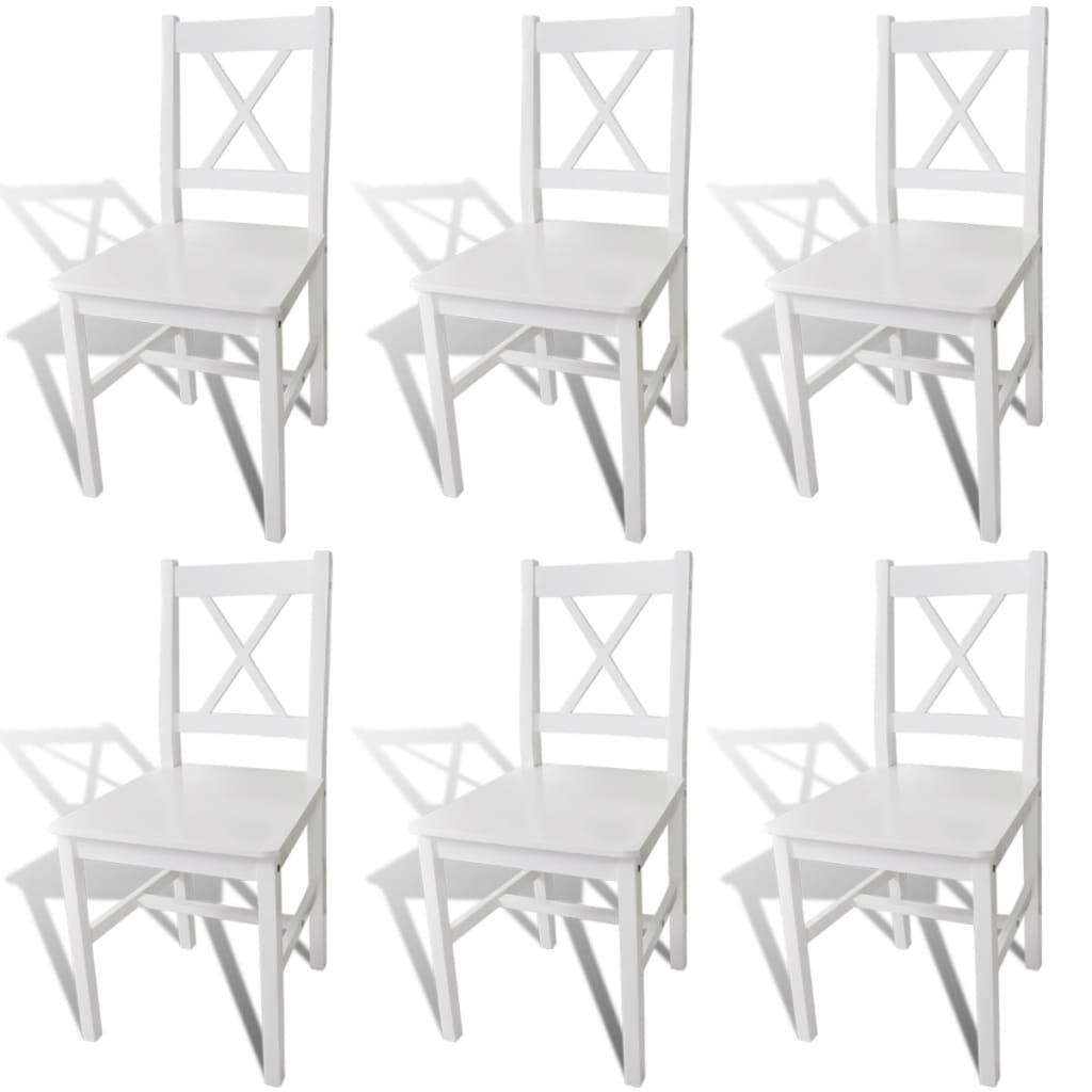 vidaXL Dining Chairs 6 pcs White Pinewood 1