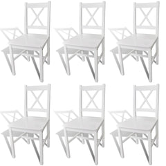 vidaXL Dining Chairs 6 pcs White Pinewood 1