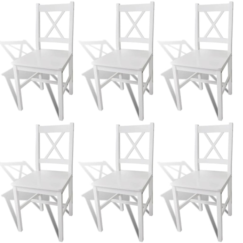 Dining Chairs 6 pcs White Pinewood