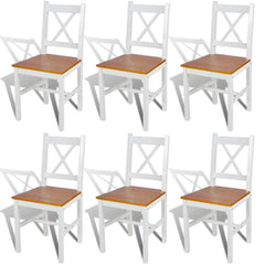 vidaXL Dining Chairs 6 pcs White Pinewood 1