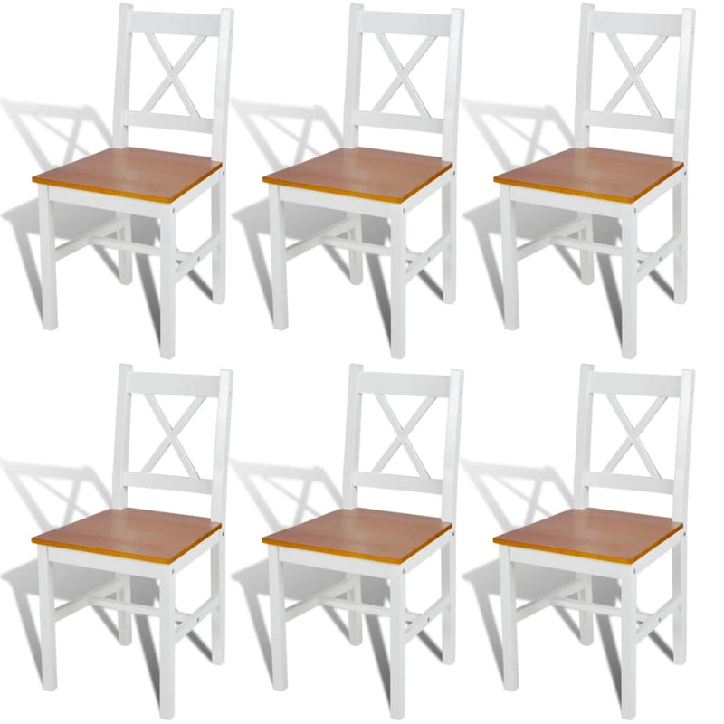 Dining Chairs 6 pcs White Pinewood