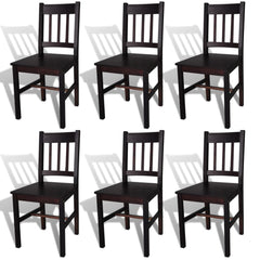 vidaXL Dining Chairs 6 pcs Dark Brown Pinewood 1
