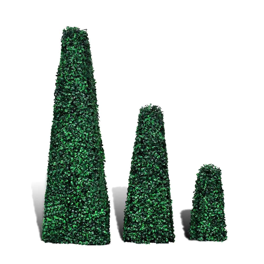 41622 Set of 3 Artificial Boxwood Pyramid Topiary 2