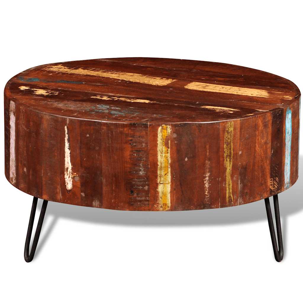 vidaXL Coffee Table Solid Reclaimed Wood Round 4