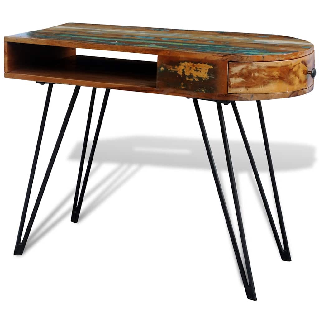 241641 vidaXL Desk Reclaimed Solid Wood with Iron Legs 4
