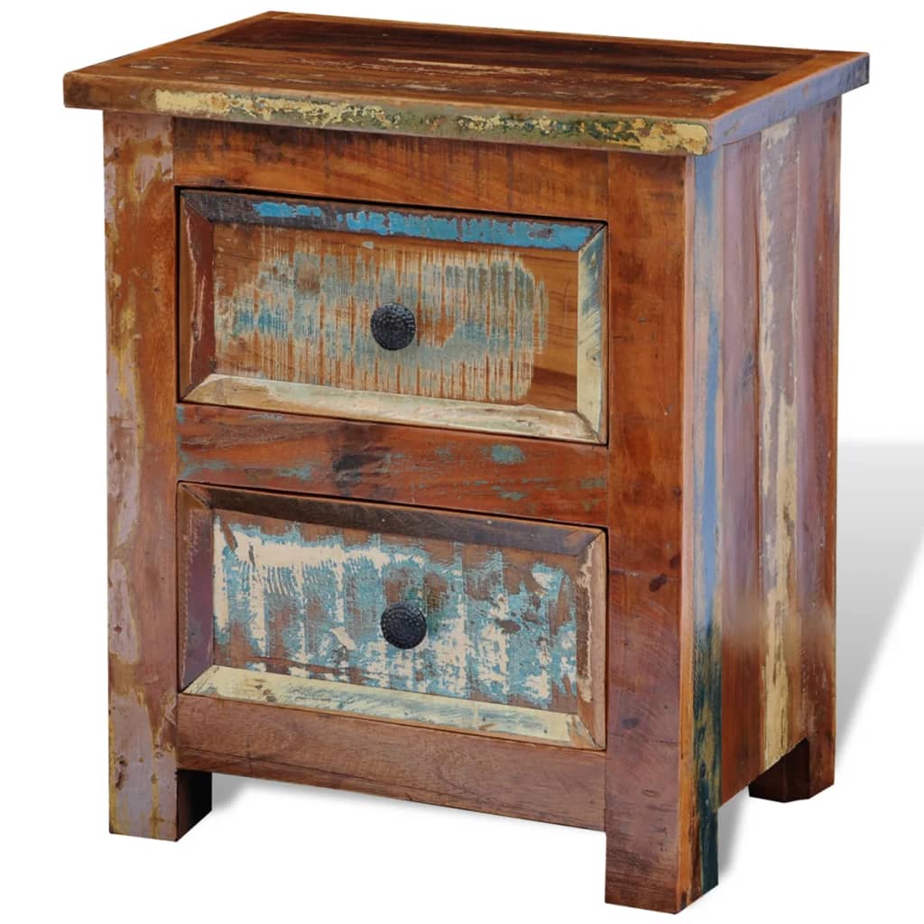 vidaXL Nightstand with 2 Drawers Solid Reclaimed Wood 1