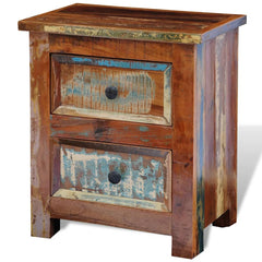 vidaXL Nightstand with 2 Drawers Solid Reclaimed Wood 1
