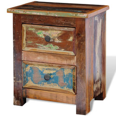 vidaXL Nightstand with 2 Drawers Solid Reclaimed Wood 3
