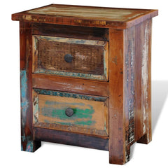 vidaXL Nightstand with 2 Drawers Solid Reclaimed Wood 5