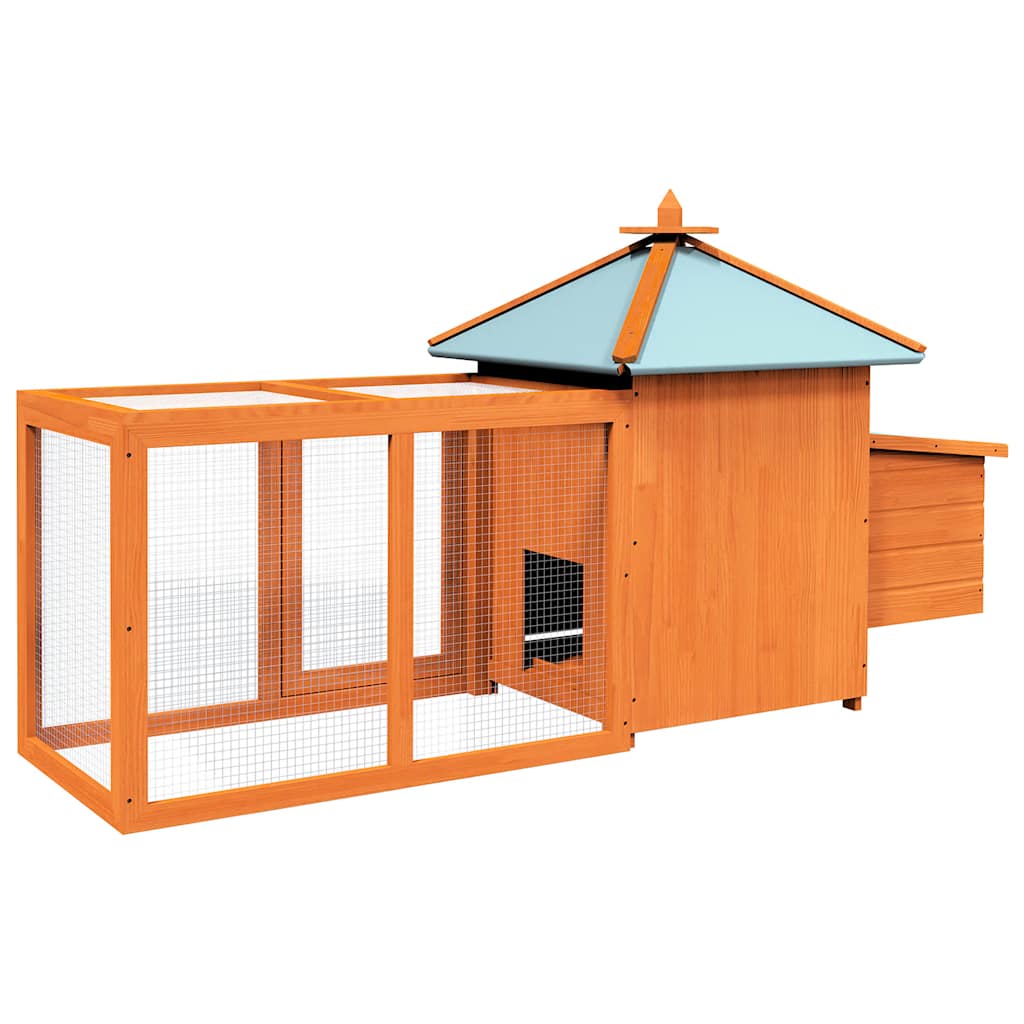 Chicken Coop with Nest Box 190x72x102 cm Solid Firwood Brown