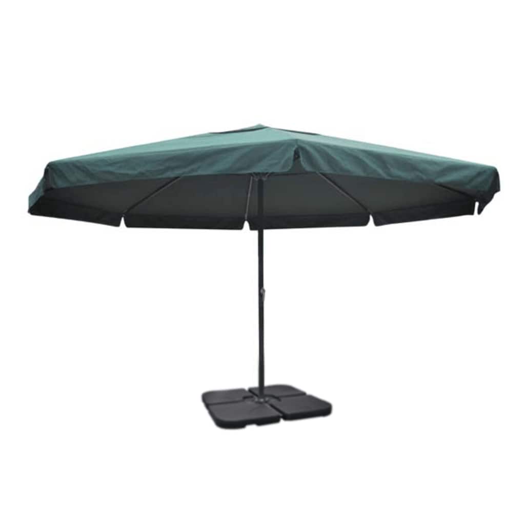 vidaXL Aluminium Garden Parasol with Portable Base Green 2