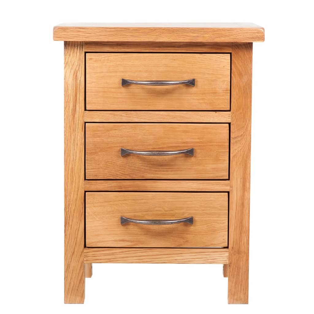 vidaXL Nightstand with 3 Drawers 40x30x54 cm Solid Oak Wood 2