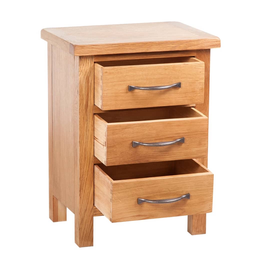 vidaXL Nightstand with 3 Drawers 40x30x54 cm Solid Oak Wood 3