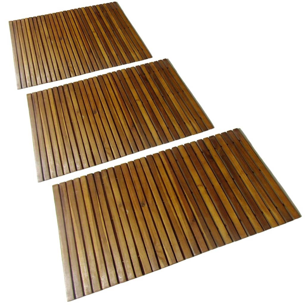 3 pcs Acacia Bath Mat 80 x 50 cm 1
