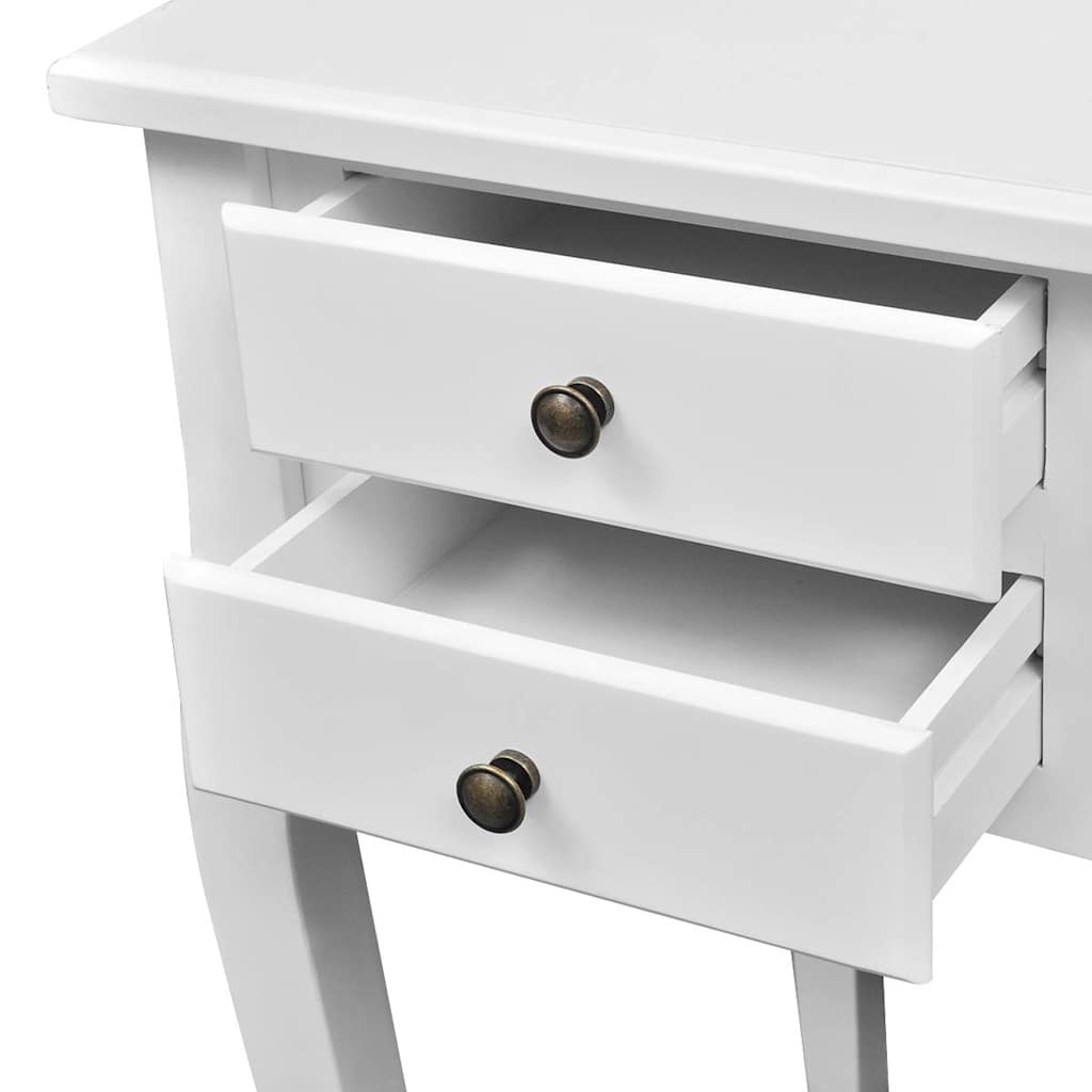 Wooden French Desk with Curved Legs and 5 Drawers 3