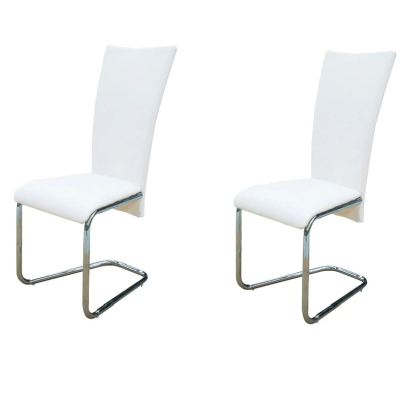 Cantilever Dining Chairs 2 pcs White Faux Leather