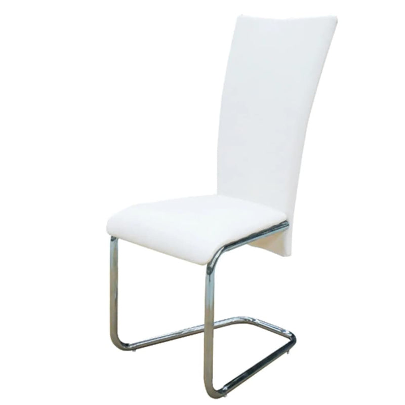 Cantilever Dining Chairs 2 pcs White Faux Leather