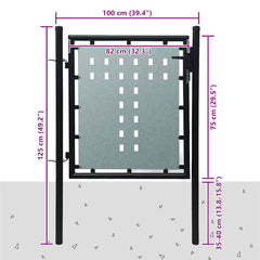 Black Single Door Fence Gate 100 cm 75 cm
