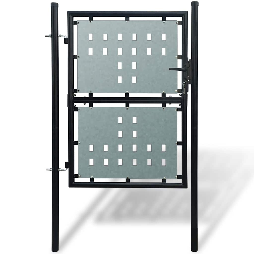 Black Single Door Fence Gate 100 cm 125 cm