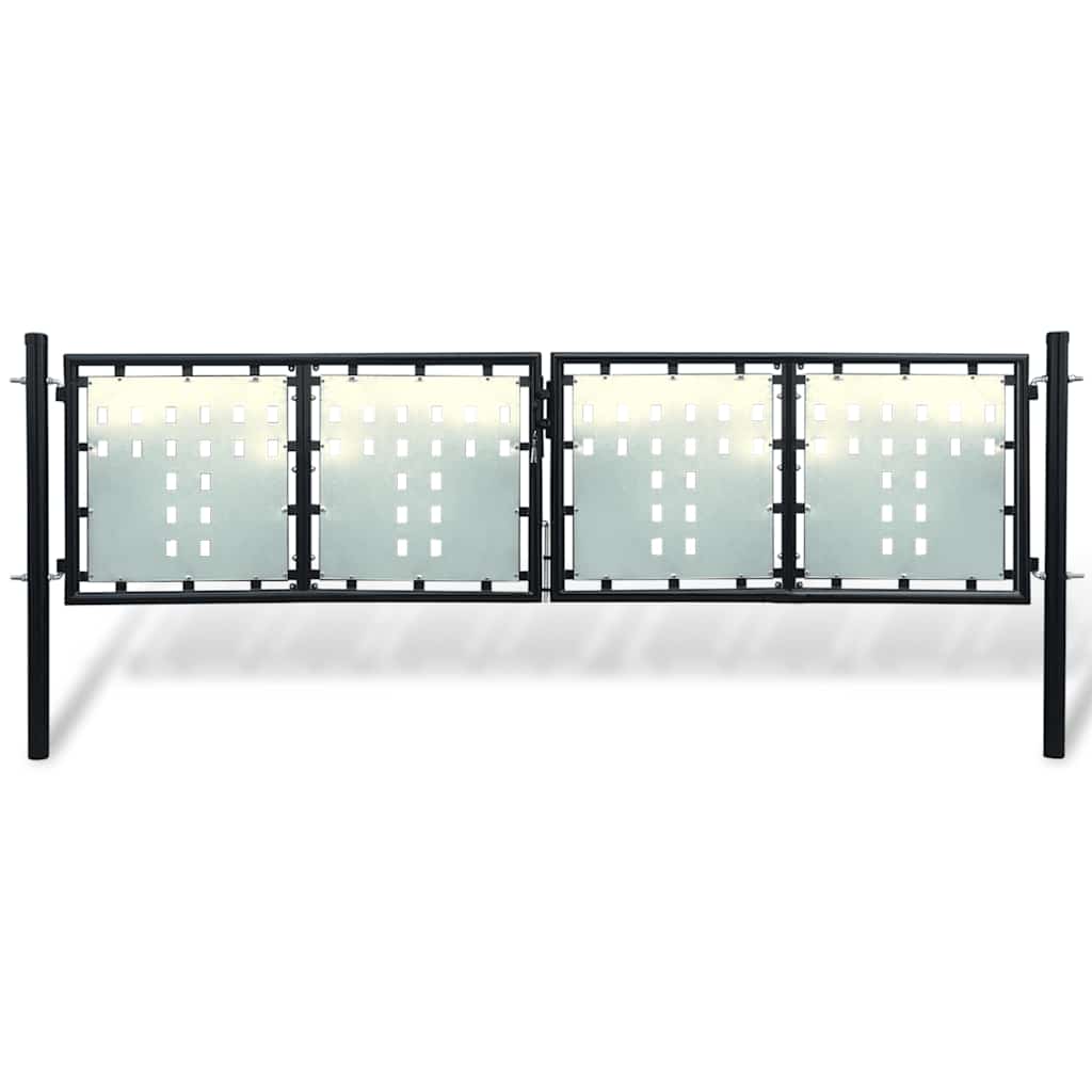 Black Single Door Fence Gate 300 cm 75 cm