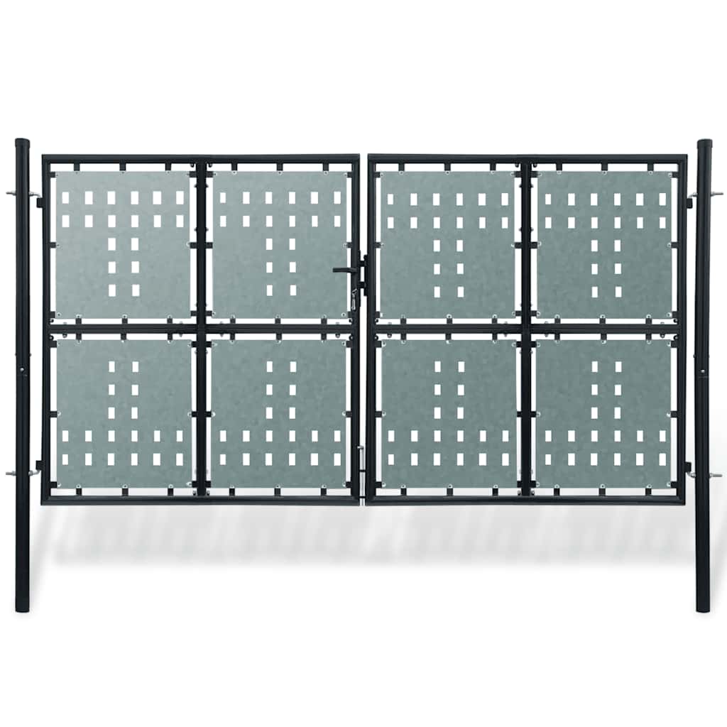 Black Single Door Fence Gate 300 cm 150 cm