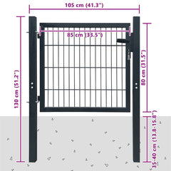 2D Fence Gate (Single) Grey 100 x 80 cm
